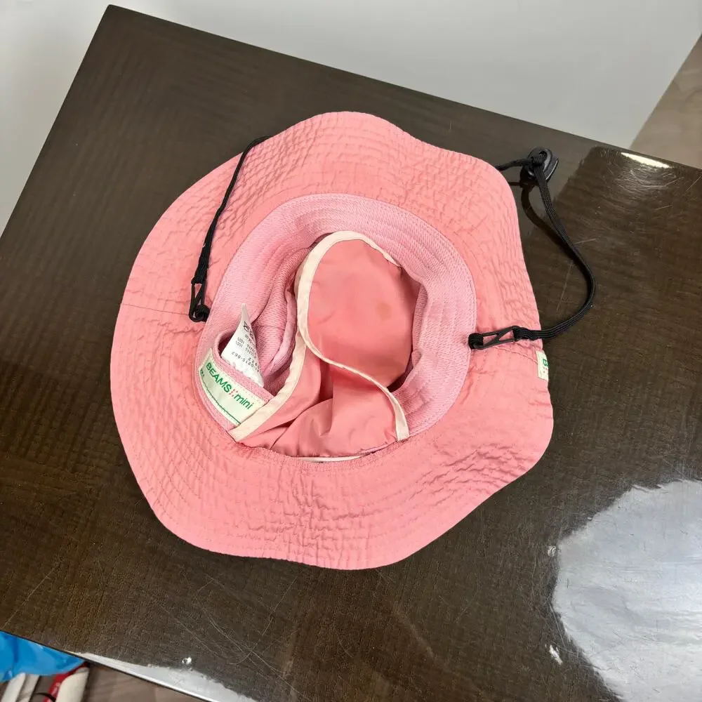 Beams Mini Bucket Hat Kid's Pink Strap Hat with Neck Cover